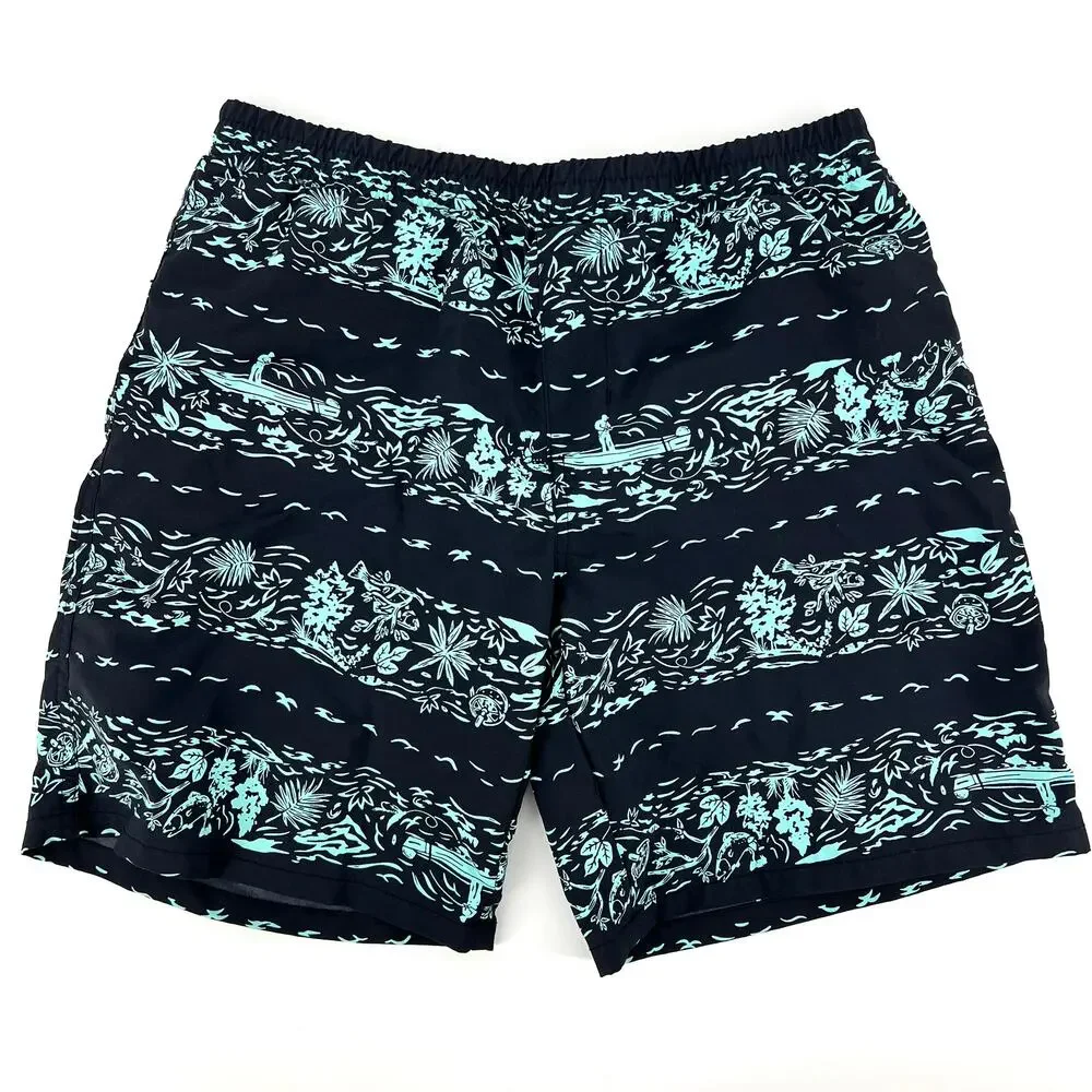 Columbia Youth Boys Swim Trunks Black Green Youth Size L (14/16) Preowned